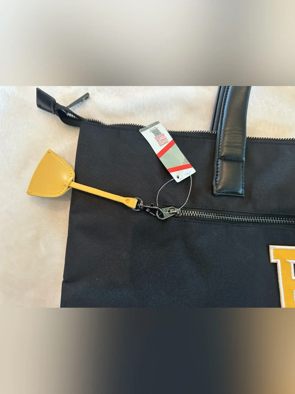 Black lap top Tote Bag with Yellow BU Logo